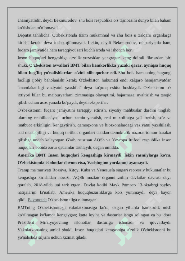 O‘zbеkistоn Rеspublikasining BMTga a’zо bo‘lishi.  24 7