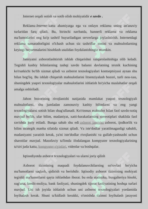 Moliyaviy amaliyotda qo'llaniladigan asosiy dastur platformalar va ularning ishlash texnologiyasi 6