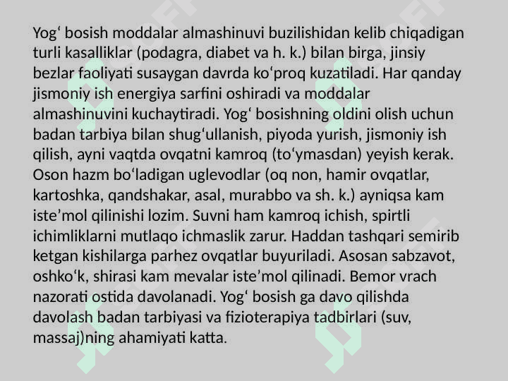 Murakkab lipidlar almashinuvi. Yog’lar almashinuvining boshqarilishi 3