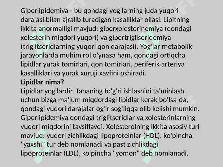 Murakkab lipidlar almashinuvi. Yog’lar almashinuvining boshqarilishi 7