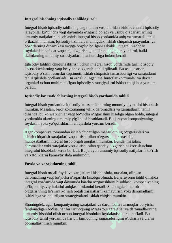 Foyda, xarajat va boshqa iqtisodiy ko'rsatkichlar tahlilida integral hisob tatbiqlari. 3