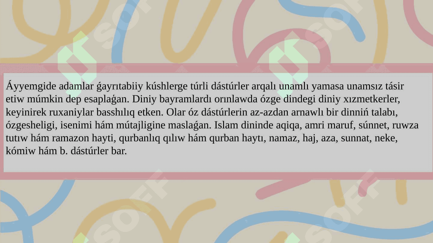 Diniy bayramlar. Shańaraqlıq hám jeke bayramlar 3