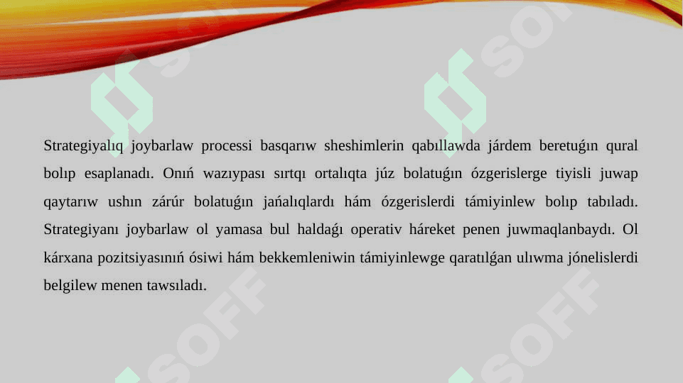 Energetika tarawı kárxanalarında strategiyalıq jobalastırıw 3
