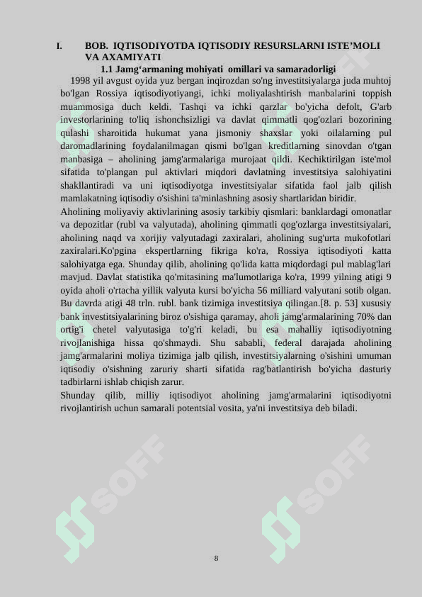 IQTISODIY JAMGʻARISH MOHIYATI VA MANBALARI 8