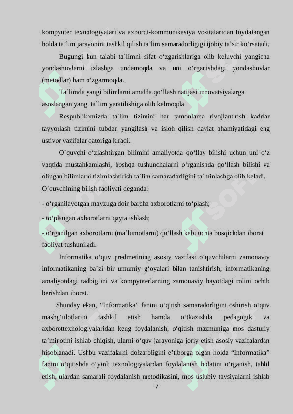 INFORMATIKA FANINI O‘QITISHDA INNOVATSION TA’LIM TEXNALOGIYALARINING MOHIYATI, NAZARIY ASOSLARI VA TURLARI 7