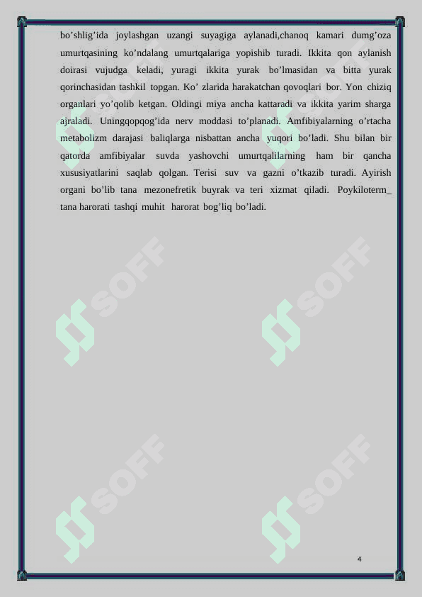 suvda hamda quruqlikda yashovchilar sinfi tuzilishi 5
