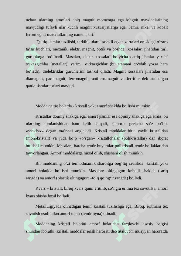 QATTIQ JISMLARNING MAGNIT XOSSALARI 8