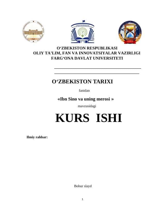 Ibn Sino va uning merosi  kurs ishi