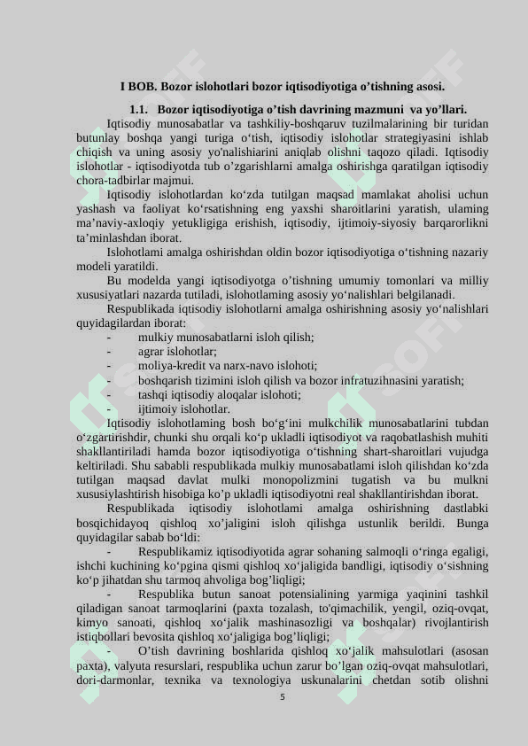 Bozor islohotlari mohiyati va o'tish davrdagi o'ziga xos xususiyatlari 5