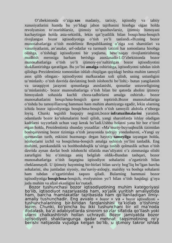 Bozor islohotlari mohiyati va o'tish davrdagi o'ziga xos xususiyatlari 8