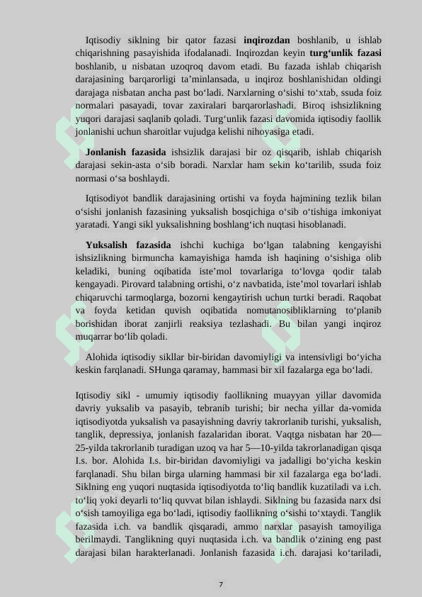 Iqtisodiyotning siklliligi to’grisida turli xil nazariyalar 8