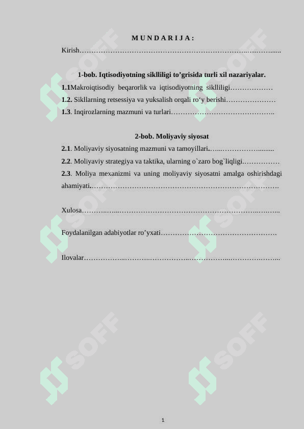 Iqtisodiyotning siklliligi to’grisida turli xil nazariyalar 2