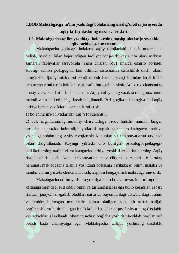 MAKTABGACHA TA’LIM MUASSASALARIDA TAYYORLOV GURUHI BOLALARNING AQLIY RIVOJLANISHIDA PSIXOLOGIK TRENINGLARDAN FOYDALANISH 6