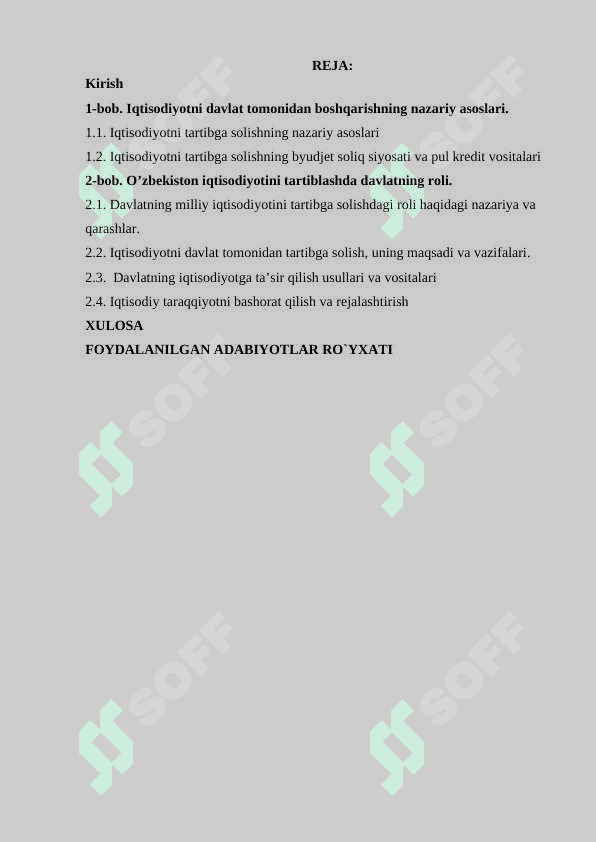 IQTISODIYOTNI DAVLAT TOMONIDAN TARTIBGA SOLISHNING MOHIYATI VA ZARURLIGI 2
