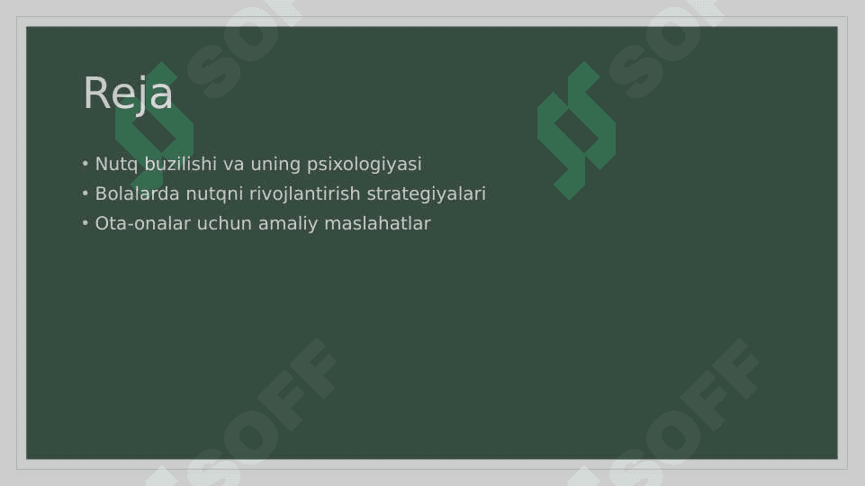 Nutq buzilishi bólgan bolalarda nutqni shakllantirish bóyicha  ishlari psixologiyasi haqida ota-onalarga tavsiyalar 2