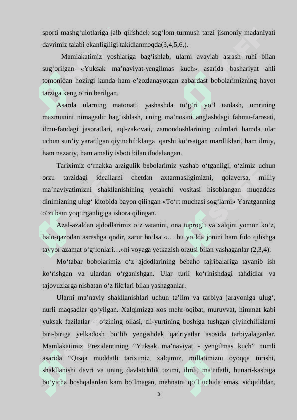 MAKTAB O‘QUVCHILARIDA JISMONIY TARBIYA JARAYONI SOG‘LOM TURMUSH TARZINI SHAKLLANTIRISH BITIRUV MALAKAVIY ISH BMI 8
