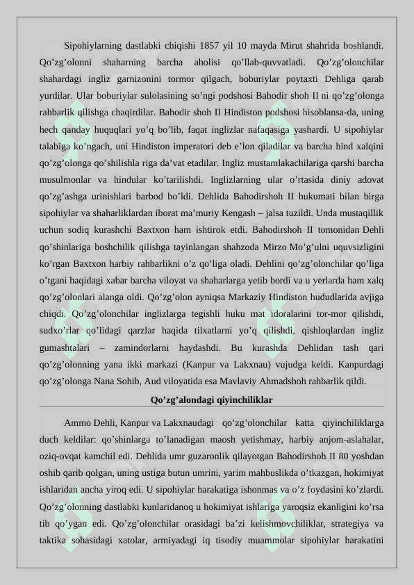 SIpOHILAR QO'ZG'OLONI HAQIDA 2