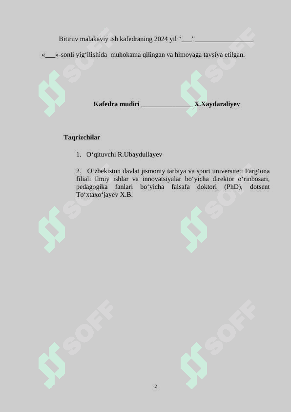 MAKTABGACHA YOSHDAGILAR JISMONIY MADANIYATI VOSITALARI BITIRUV MALAKAVIY ISH BMI 2