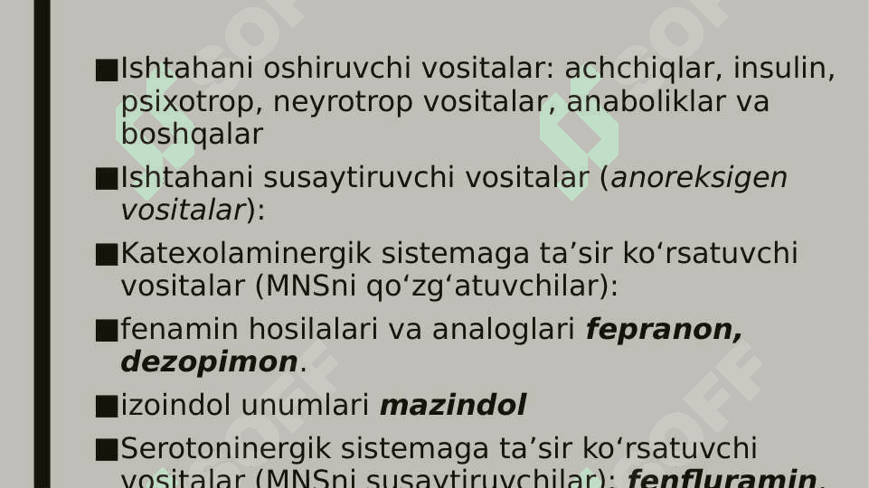 Me’da va ichak tizimiga ta’sir etuvchi vositalar 2