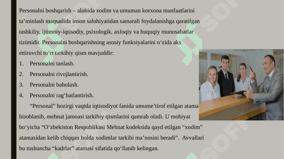 Mehmonxona xo’jaligida personalga xizmat ko’rsatish va kadrlar menejmenti 3