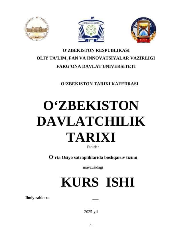 O‘rta Osiyo satrapliklarida boshqaruv tizimi 1