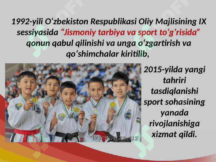O‘zbekiston Respublikasida jismoniy tarbiya va sportning rivojlanishi 2