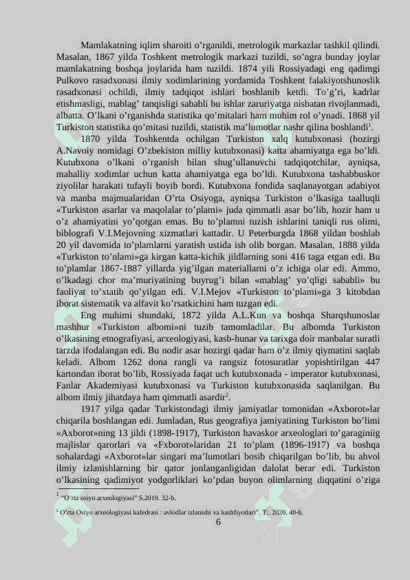 SOVETLAR DAVRIDA O‘ZBEKISTONDA ARXEOLOGIYAGA OID TADQIQOTLAR 6