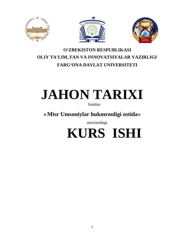 Misr Umsoniylar hukmronligi ostida 1