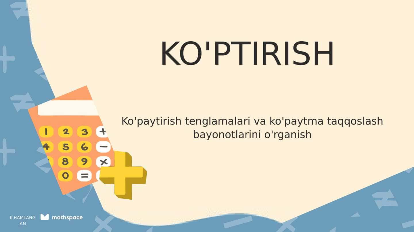 Sonlarni Ko'paytirish 1