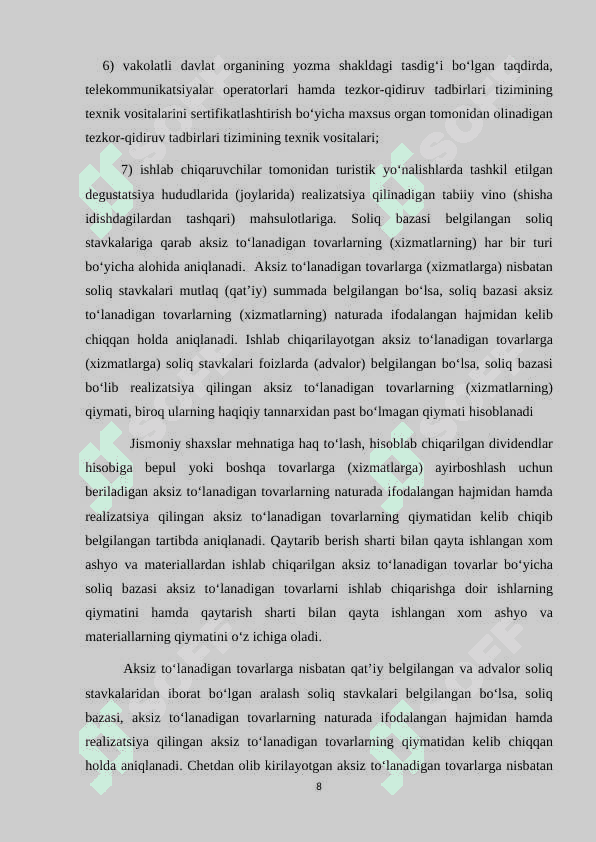 IQTISODIYOT MODERNIZATSIYA SHAROITLAR AKSIZ SOLIG’I    VA UNING SOLIQ TIZIMIDA TUTGAN O’RNI 8