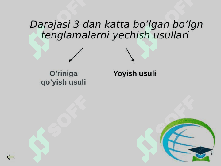 Ko’rsatkichli  tenglamalar 8