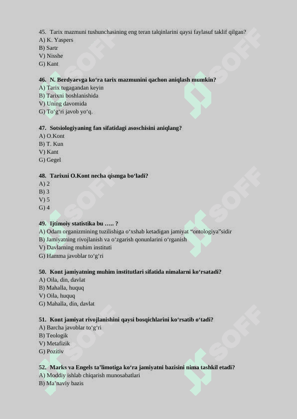 Falsafa fanidan 400 ta test 7