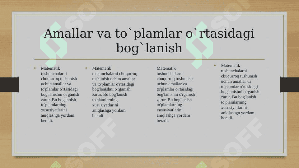 To’plam tushunchasi. To’plamlar ustida amallar. To’ldiruvchi to’plam 8