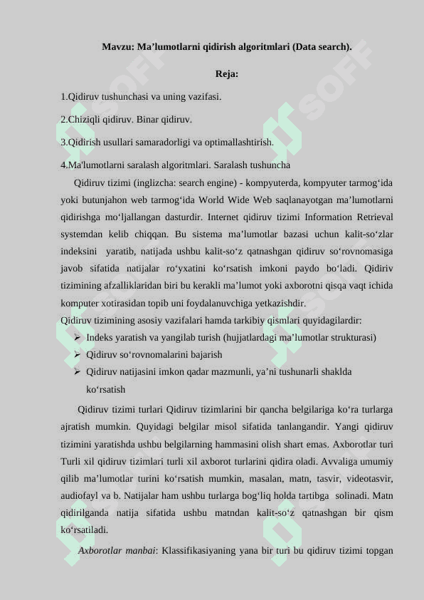 Ma’lumotlarni qidirish algoritmlari (Data search) 2