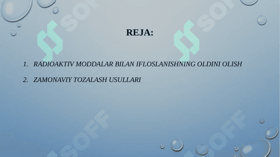 Ishchi yuzalarni radioaktiv moddalar bilan ifloslanganligini tekshirish usullari. Ishchi yuzalarni dezaktivatsiya qilish usullari 2