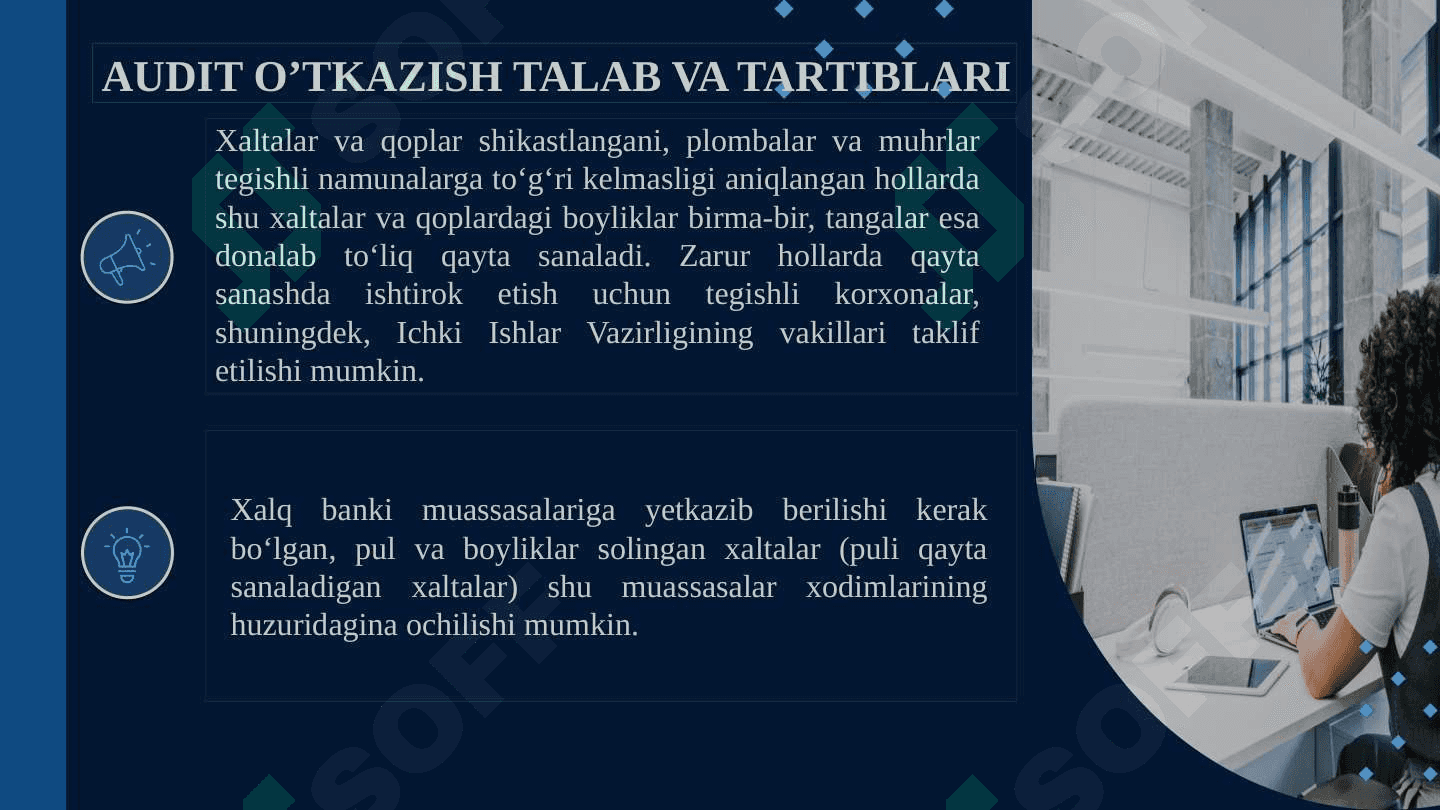BANKLARDA KASSA OPERATSIYALARI AUDITI haqida 32 betdan iborat prezentatsiya (taqdimot) 8