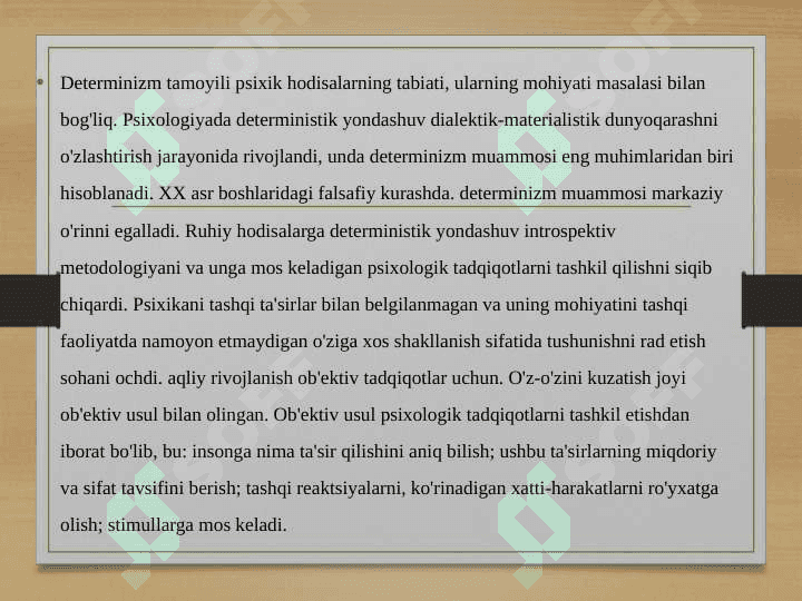 Determinizm prinsipi. Nazariya eksperiment va amaliyot birligi prinsipi 5