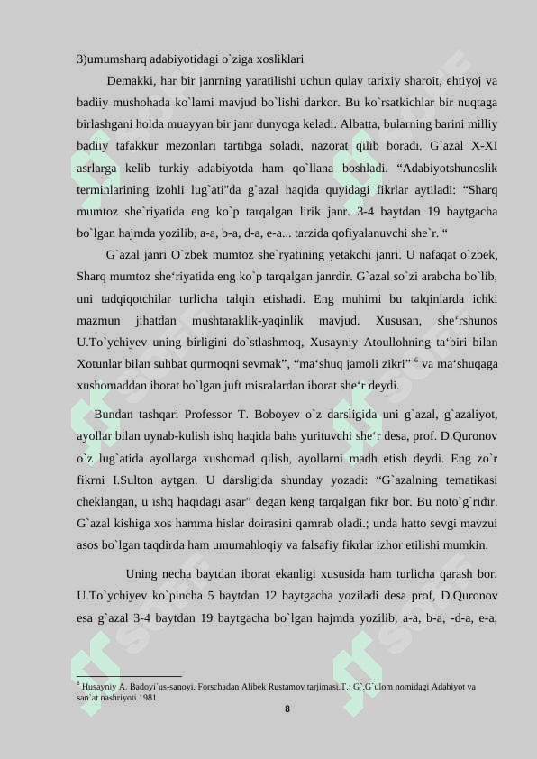 G`azal –  mumtoz she`riyatning asosiy janri sifatida 8