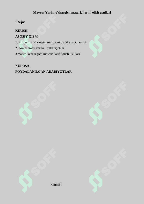 Yarim o’tkazgich materiallarini olish usullari 2
