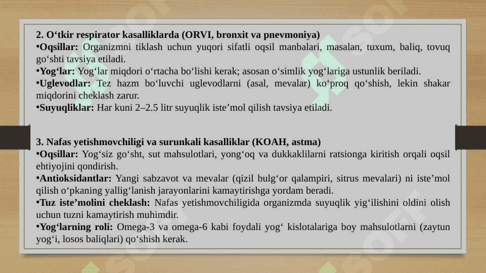 Nafas a’zolari kasalliklarida ratsionlarni tuzish tamoillari 3