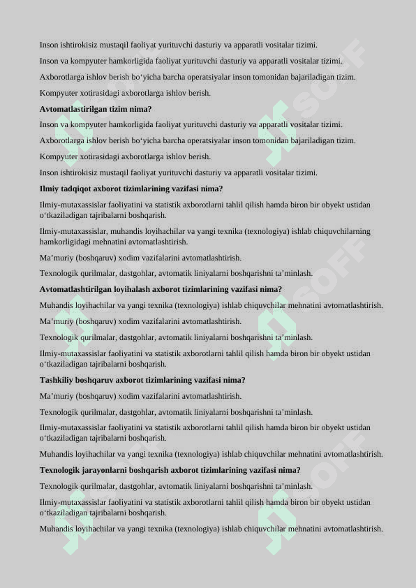Informatika axborot texnologiyalaridan yakuniy uchun test talabalar uchun 3