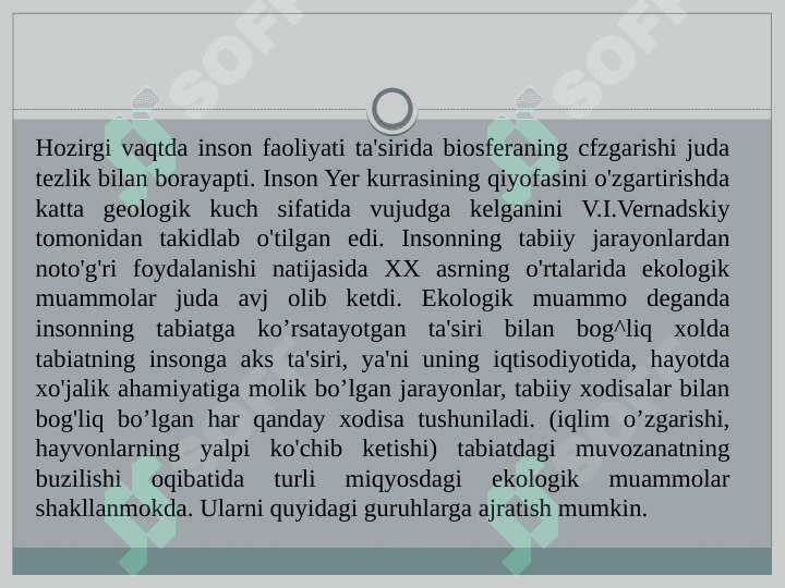 HOZIRGI ZAMON EKOLOGIK MUAMMOLARI 2