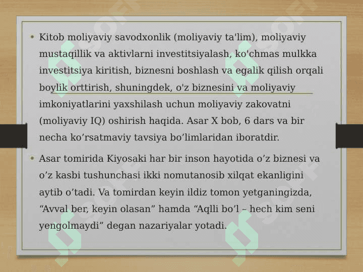 Robert Kiyosaki. Boy ota, kambag’al ota 4