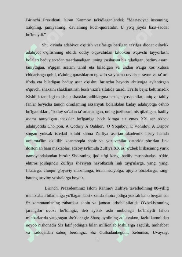 ADABIY TA'LIMDA ZULFIYA HAYOTI VA IJODINI o'rganish kurs ishi 3