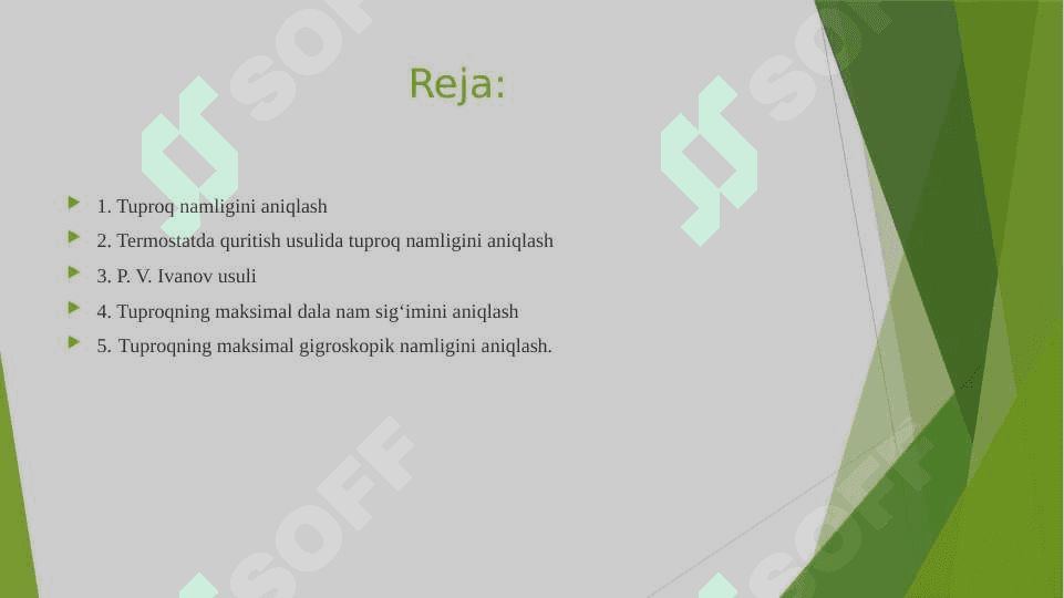 Tuproq namligini aniqlash. 2