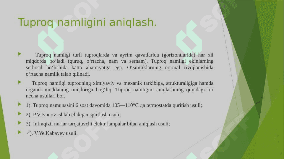 Tuproq namligini aniqlash. 3