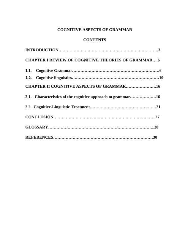 COGNITIVE ASPECTS OF GRAMMAR. 1