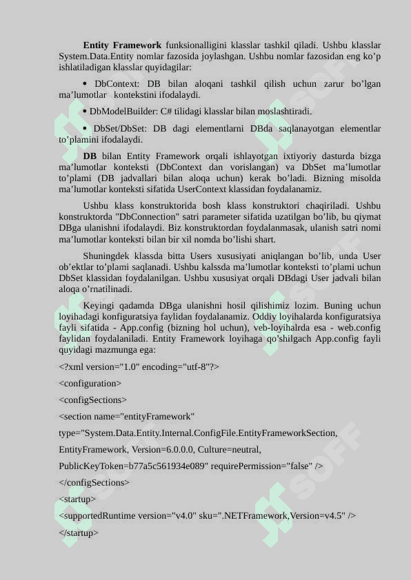 Entity Framework haqida tushuncha. Entity Framework asosida loyiha yaratish” mavzusida taqdimot tayyorlash. 4