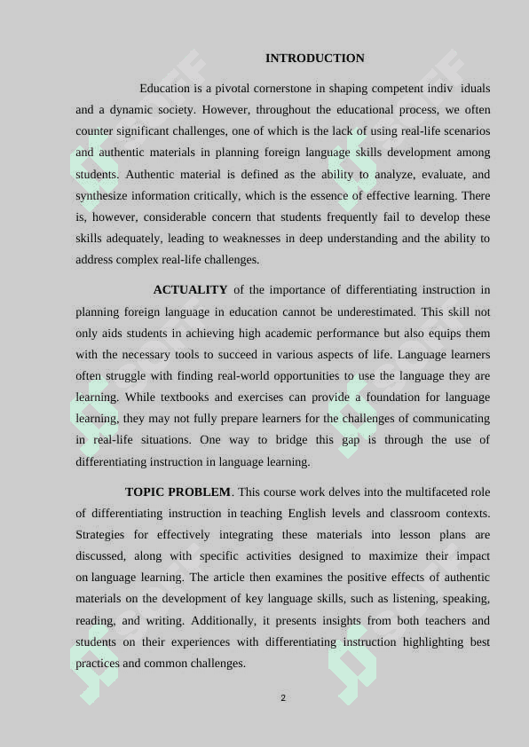 DIFFERENTIATING INSTRUCTION IN FOREIGN LANGUAGE 2