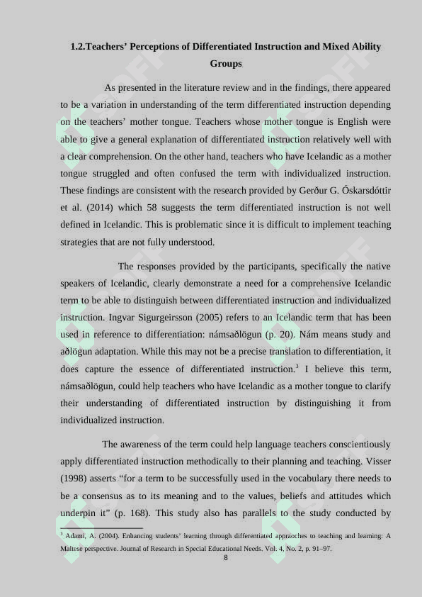 DIFFERENTIATING INSTRUCTION IN FOREIGN LANGUAGE 8